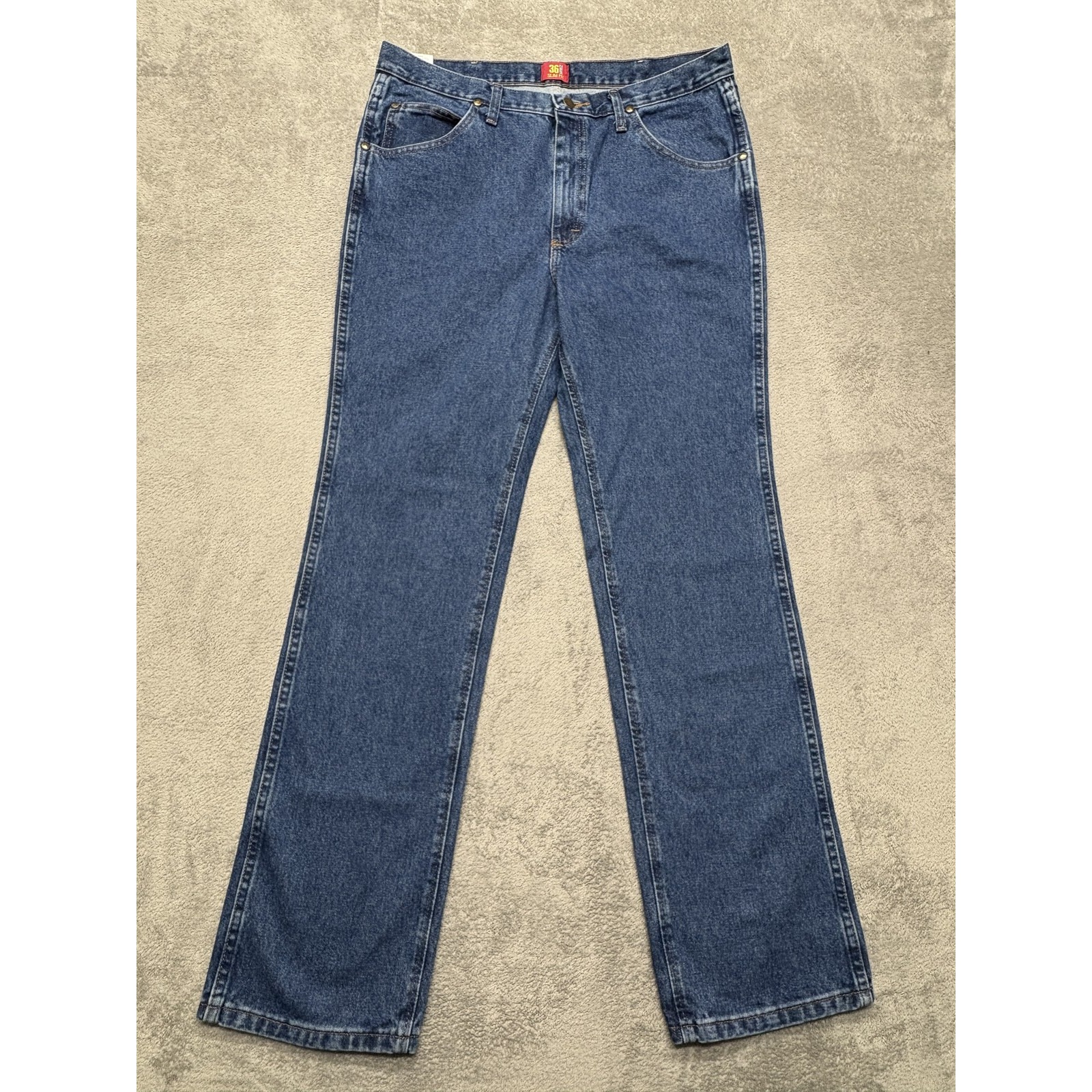 Wrangler Jeans Mens Measured 36x33 Blue Slim Fit Boot Barn Denim Straight Leg